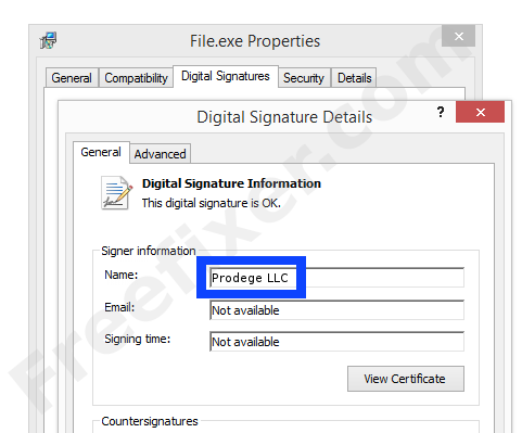 Screenshot of the Prodege LLC certificate